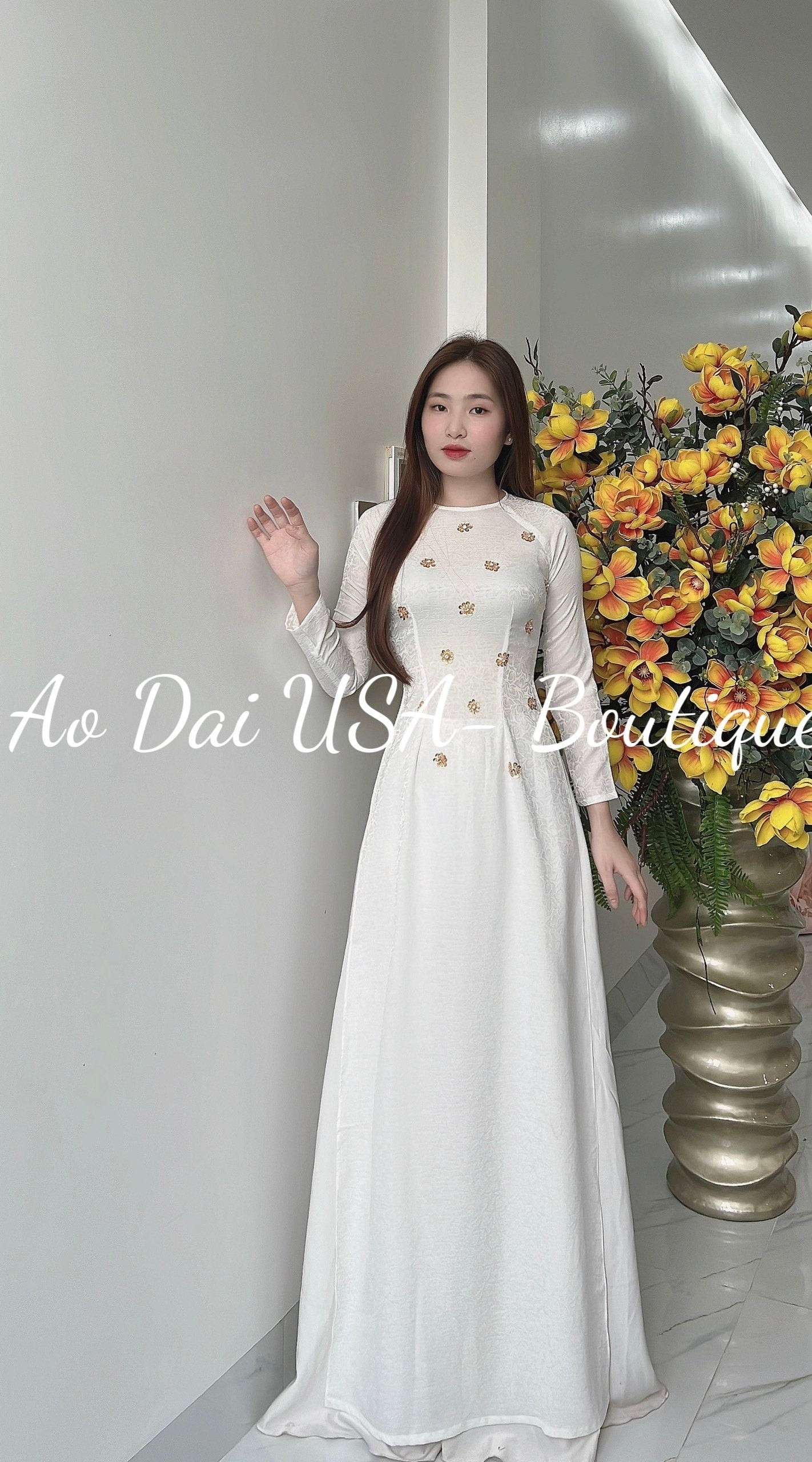 Top Only-Ao dai lua to tam Pha Le Design With Crystals-TT85