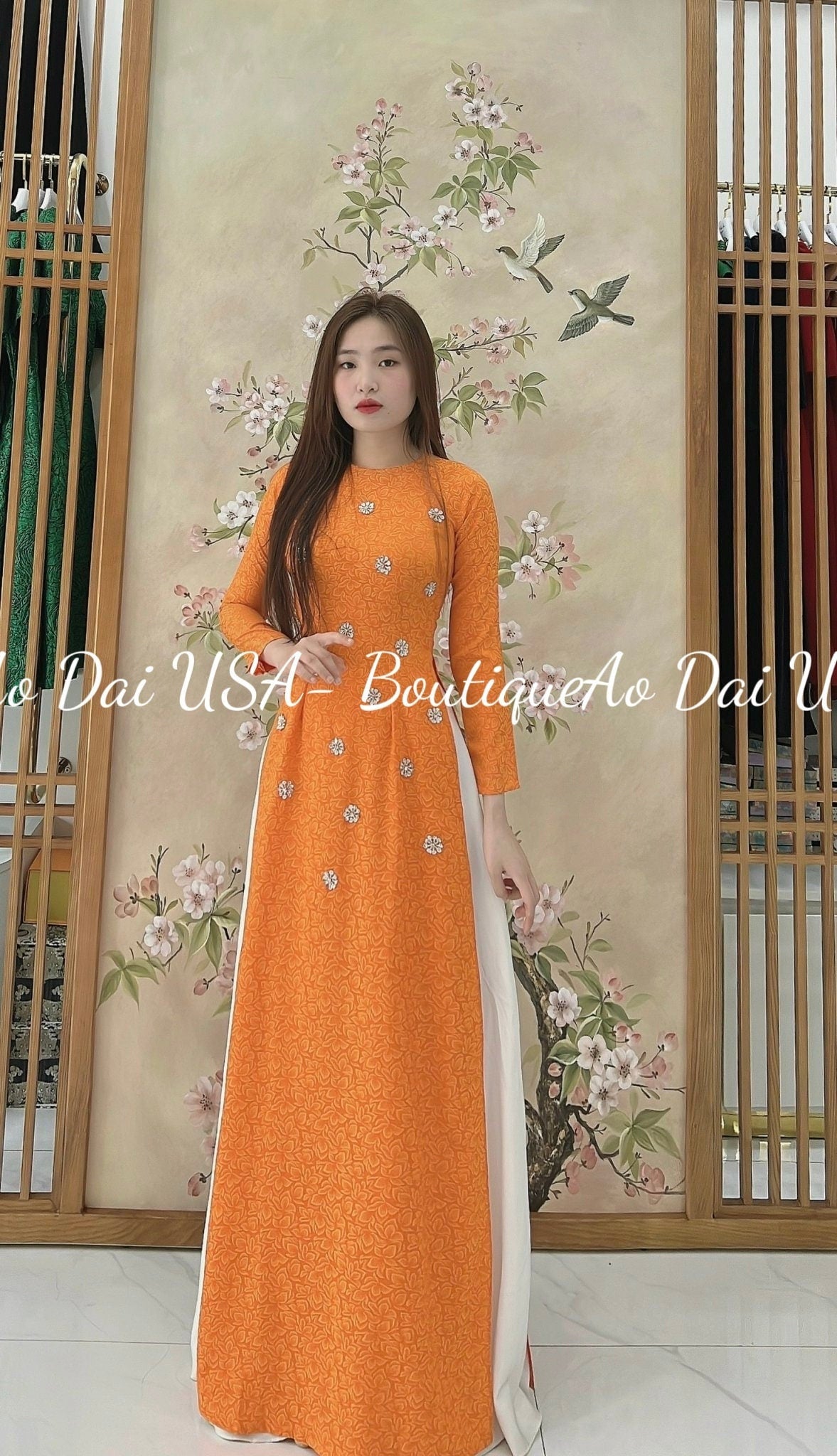 Top Only-Ao dai lua to tam Pha Le Design With Crystals-TT85
