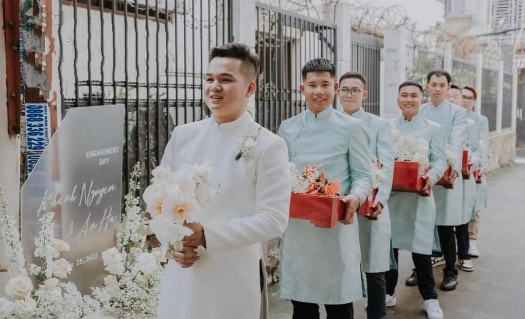 Ao Dai For Men Ao Dai Tron Mint Green Color B163