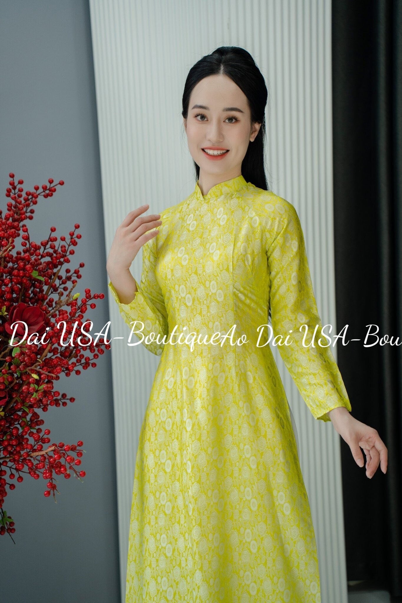 Top Only- Lụa to tam Hà Đông Lemon color Mulberry Silk B12