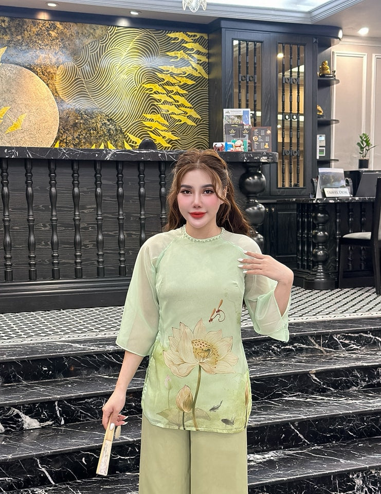 Set Ao Ba Ba Avocado Color- Pants Included G350