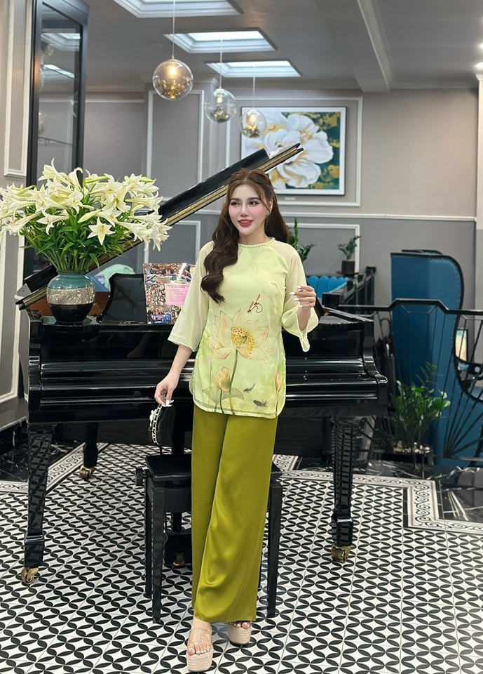 Set Ao Ba Ba Avocado Color- Pants Included G350