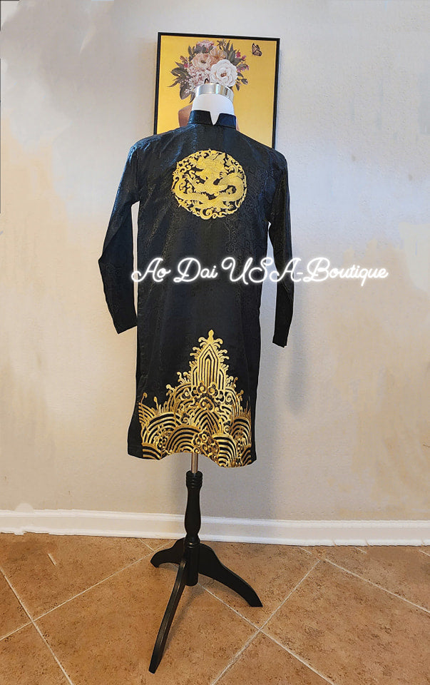 Ao Dai for men Embroidered Black B154