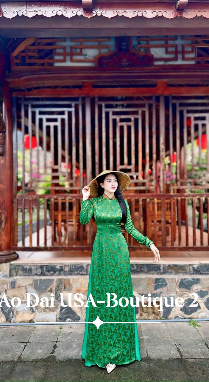 Ao Dai Tơ Tam Thai Tuan Luxury Green And Yellow Color /CT266