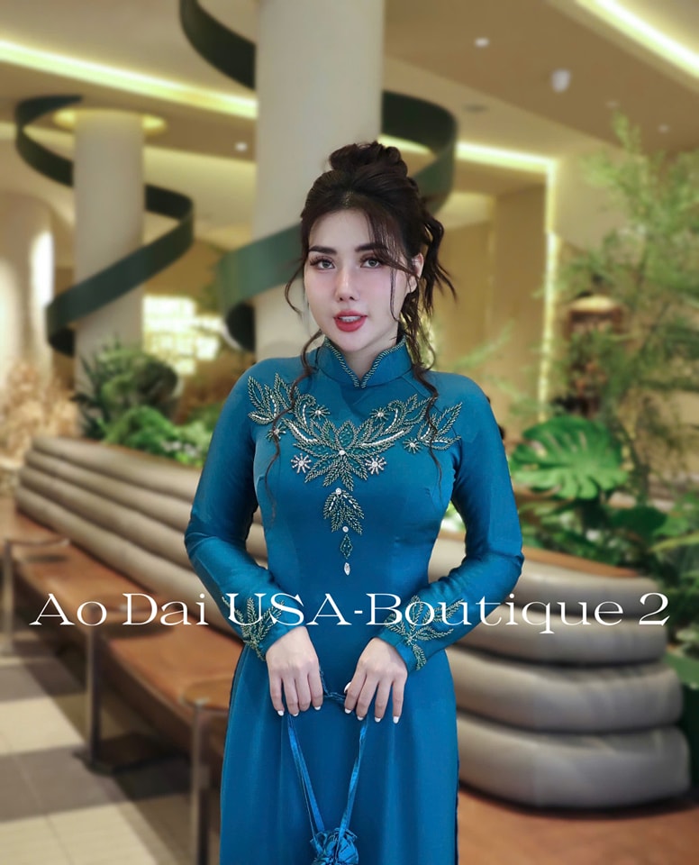 Set Ao Dai Lua To Chau Design with Crystal-TK34