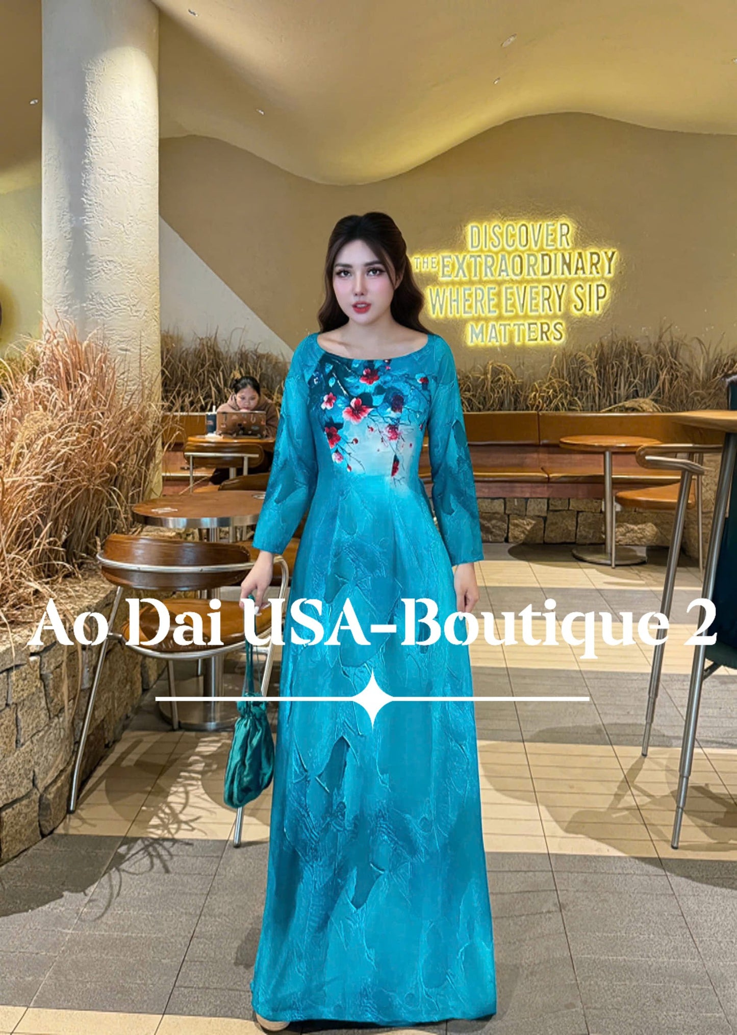 Ao Dai Thai Tuan Luxury Blue Color/ Blue Pants included/TT99