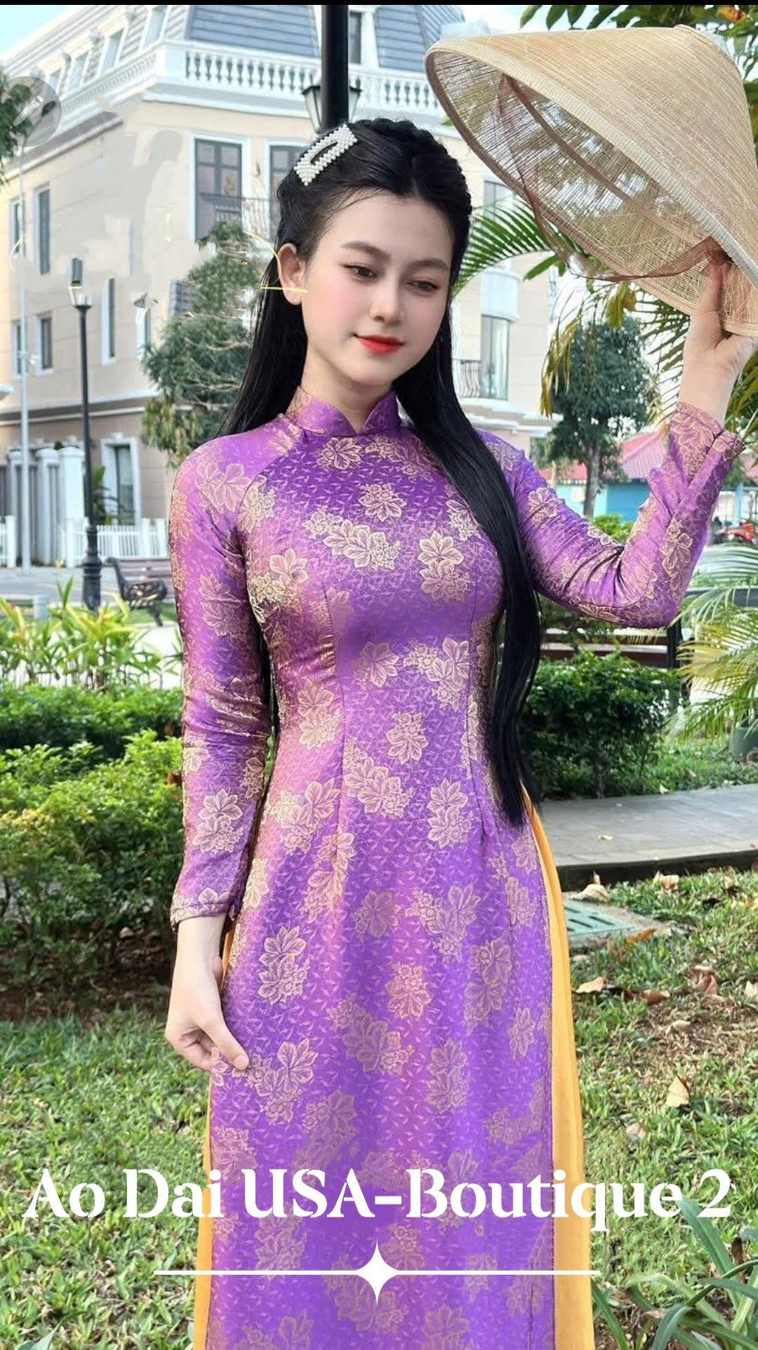 Ao Dai Tơ Tam Van Nam Luxury Material Purple color/ TT75