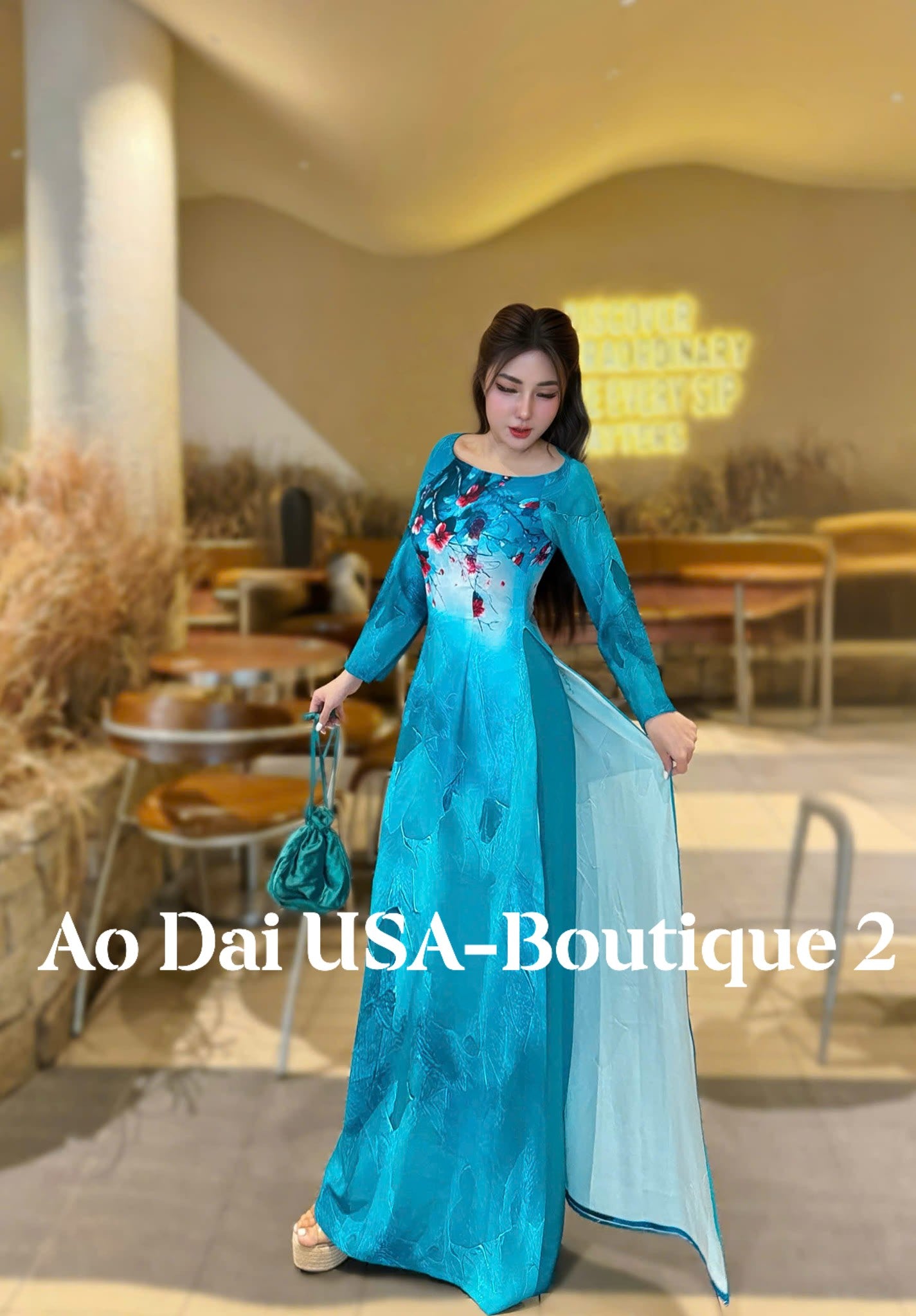 Ao Dai Thai Tuan Luxury Blue Color/ No Pants included/TT100