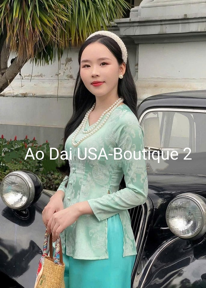 Set Ao Ba Ba Gam Long Phụng Blue / G362