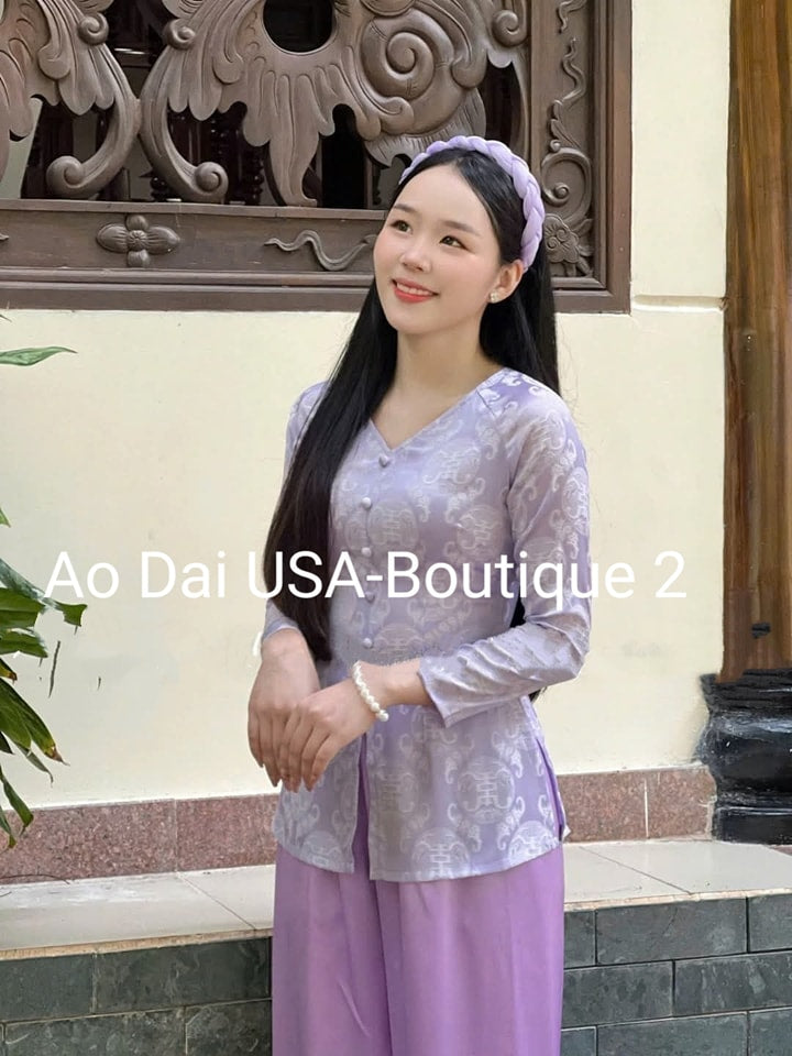 Set Ao Ba Ba Gam Long Phụng Purple / G362