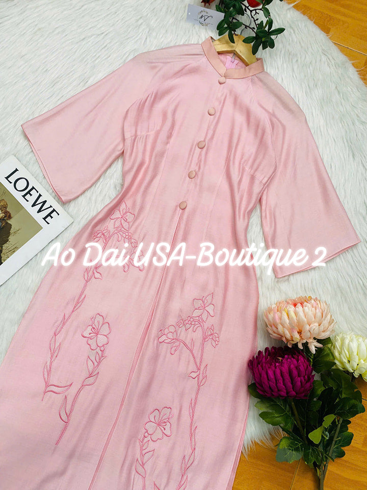Set Ao Dai Cach Tan Pink Color/Pant included/CT277