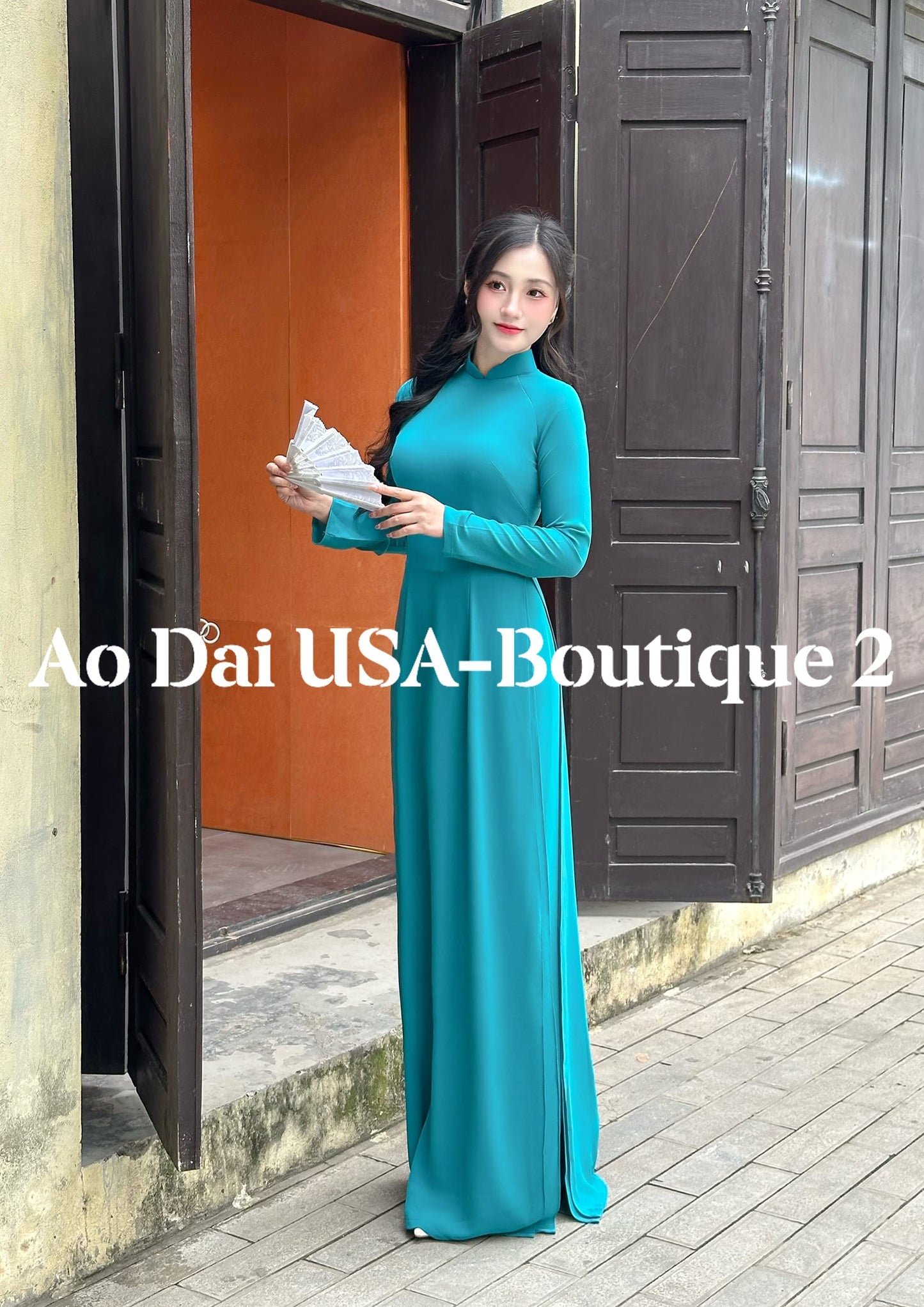 Set Ao Dai Chiffon Double Layers/Blue Color/Pants include/TT132