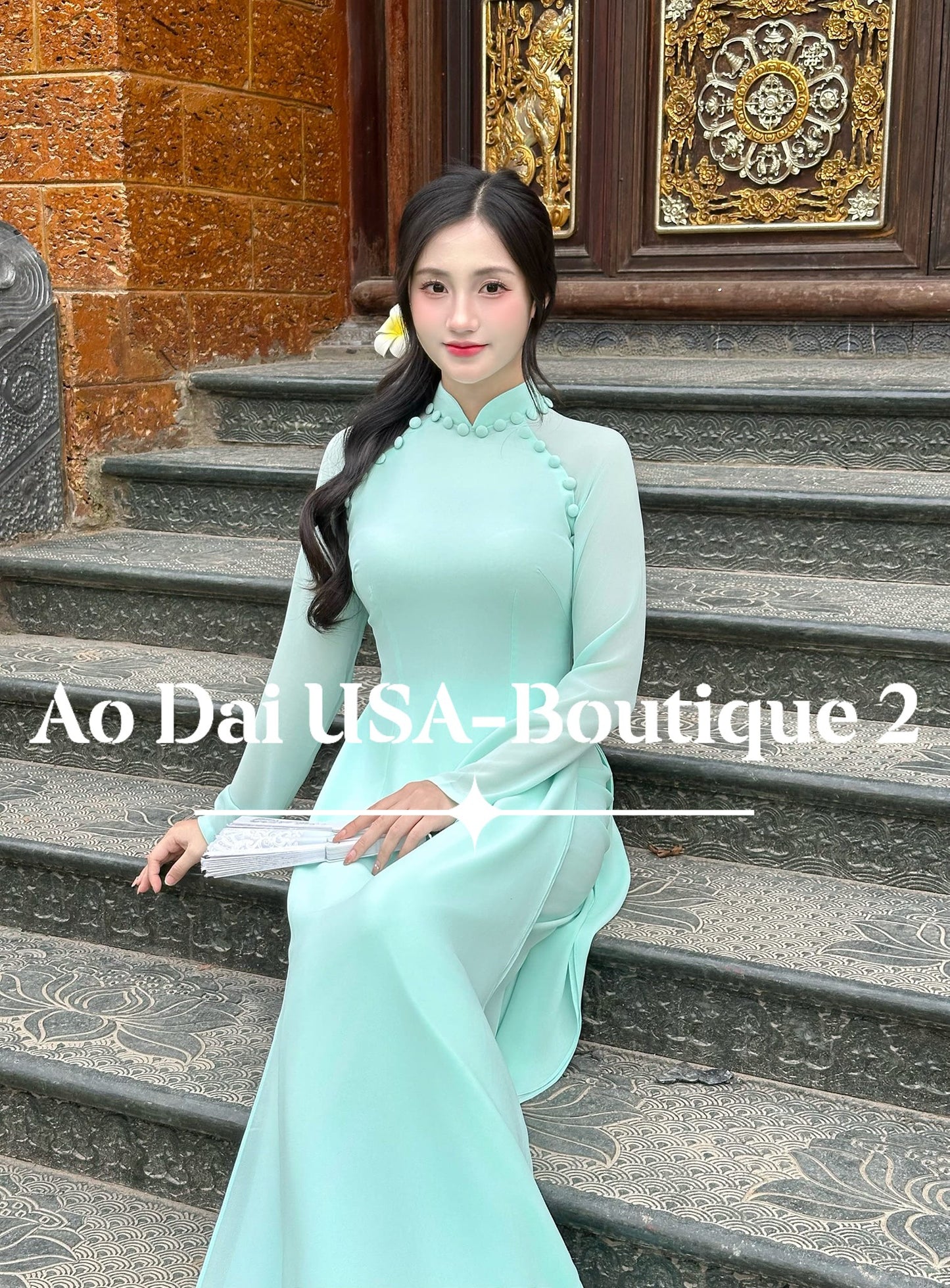Set Ao Dai Chiffon Double Layers/Mint Color/Pants include/TT108