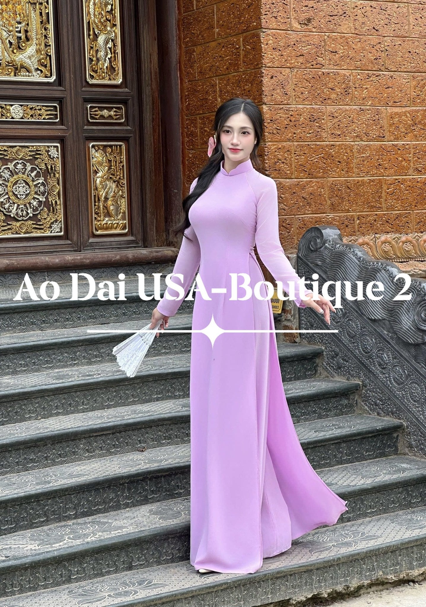 Set Ao Dai Chiffon Double Layers/Purple Color/Pants include/TT129