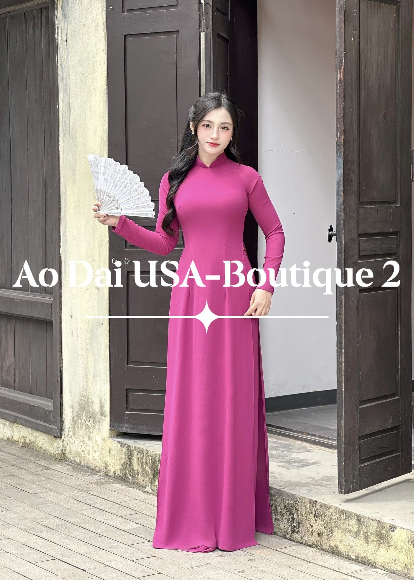 Set Ao Dai Chiffon Double Layers/Magenta Color/Pants include/TT136