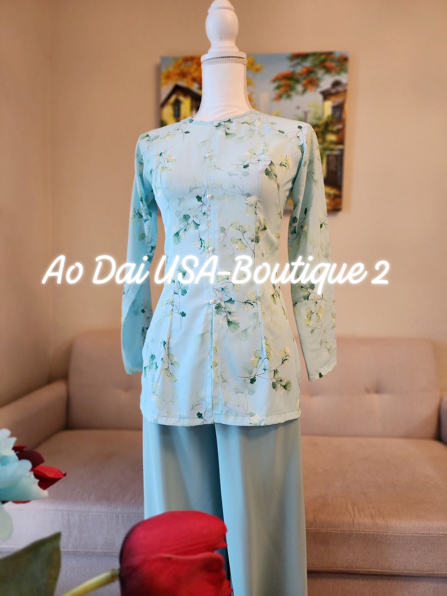 Set Ao Ba Ba Hoa Nhí Blue Color/with Pants/G363