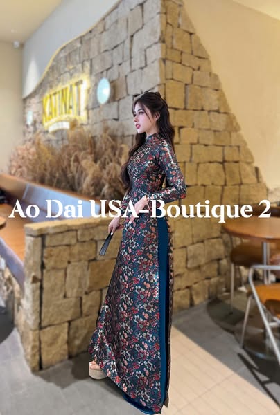 Set Ao Dai Gam Thô Thai Tuan Luxury/Blue Pants included/TT83