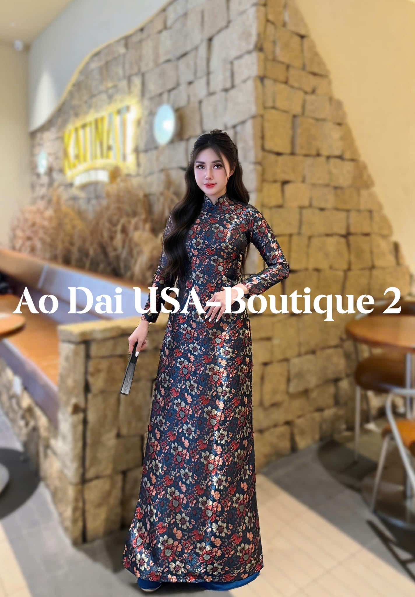 Set Ao Dai Gam Thô Thai Tuan Luxury/Blue Pants included/TT83
