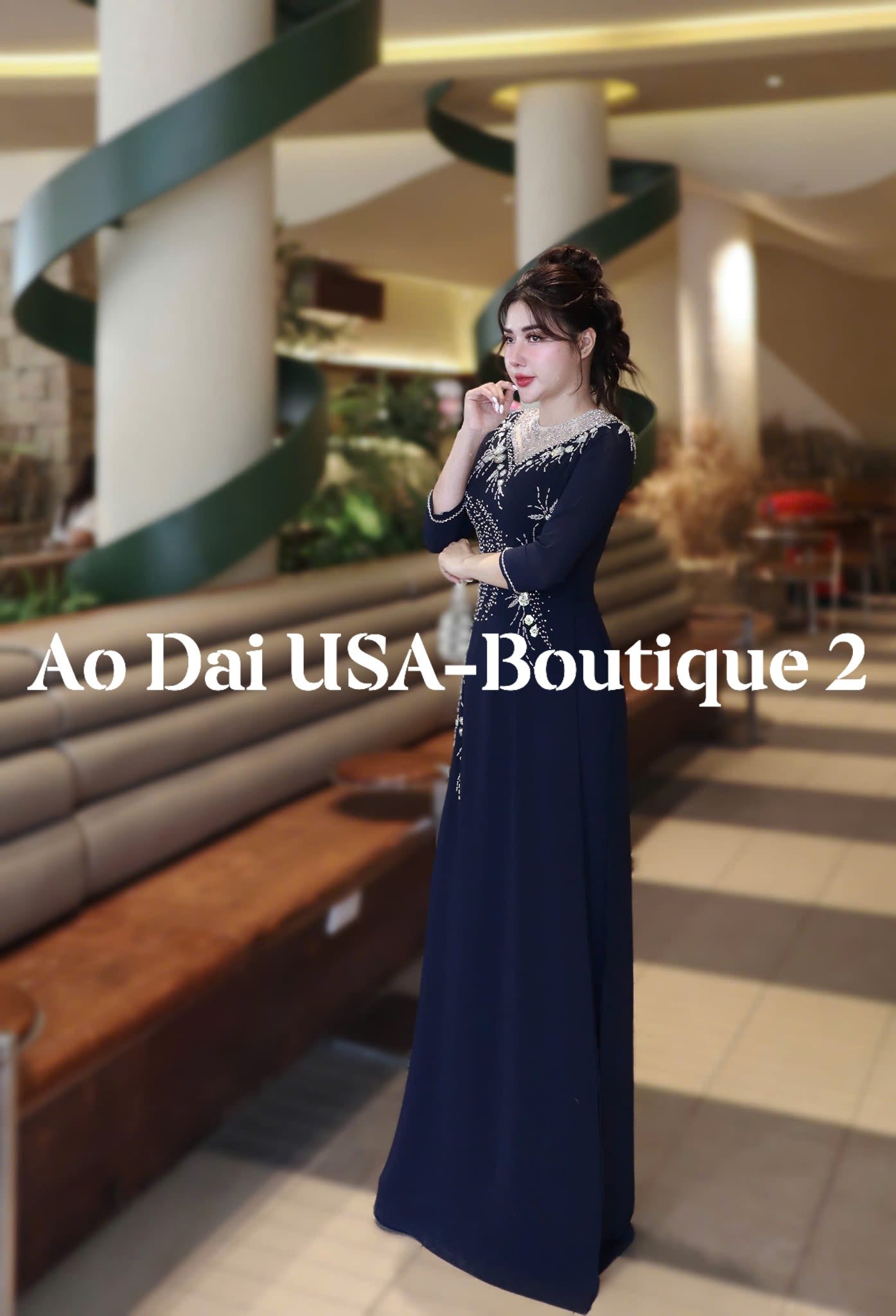 Set Ao Dai Chiffon Double Layer Design with Crystal/Pants included/TK38