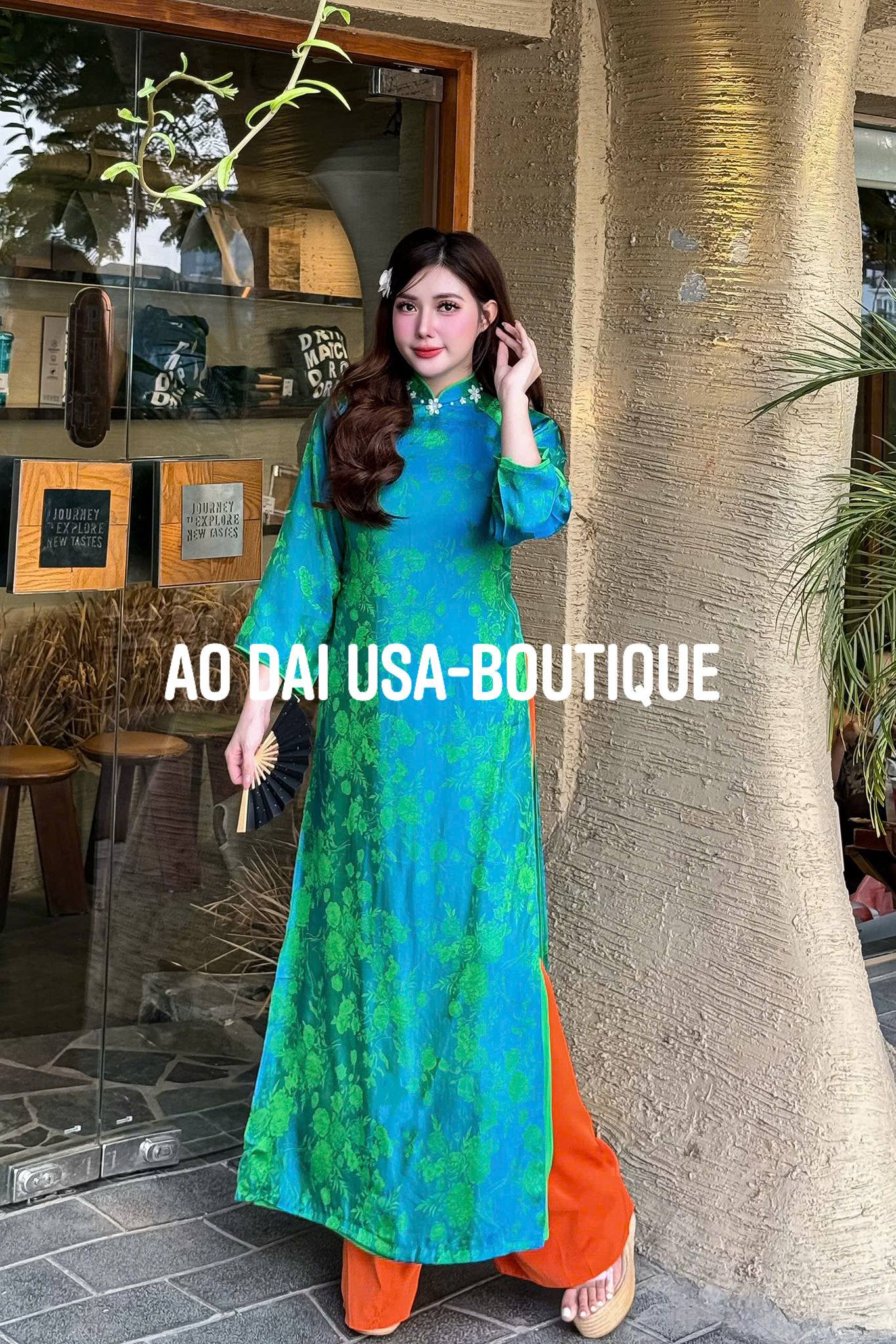 THANH LAM Set Ao Dai Lua To Tam Van Nam/ Vietnamese Modernized with Pants/ Ao Dai Loose Style/B298