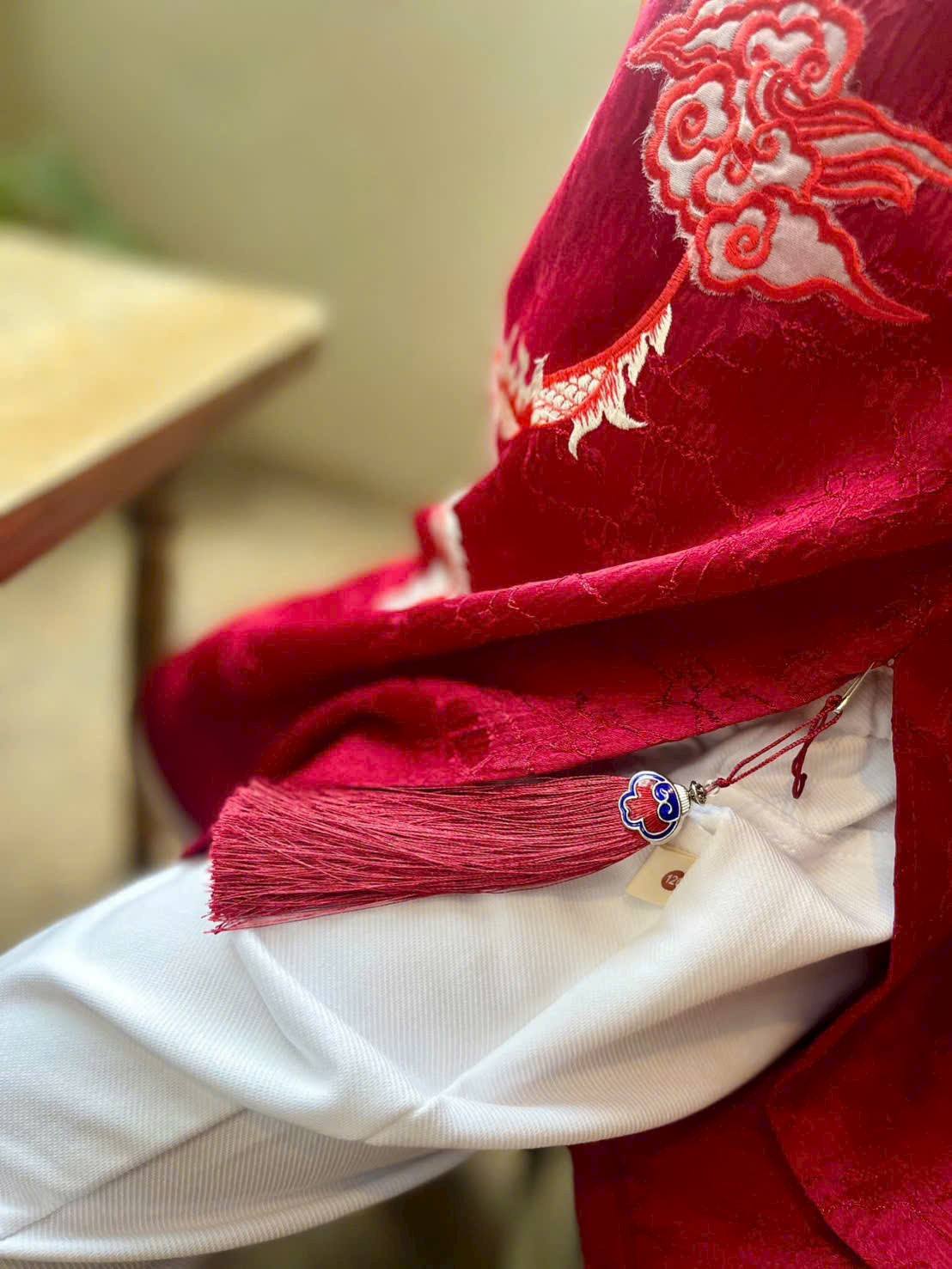 Matching Red Ao Dai Set For Men and Boy/ Matching Dad-Boy Dragon / Pre-made Ao Dai Lunar New Year 2026/ Ao Dai Gia Dinh Tet