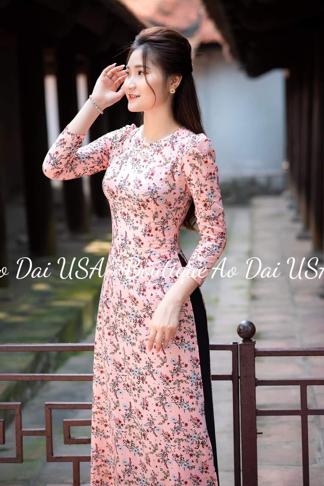 Set Flower Pre-made Silk Ao dai-Pants included TTP