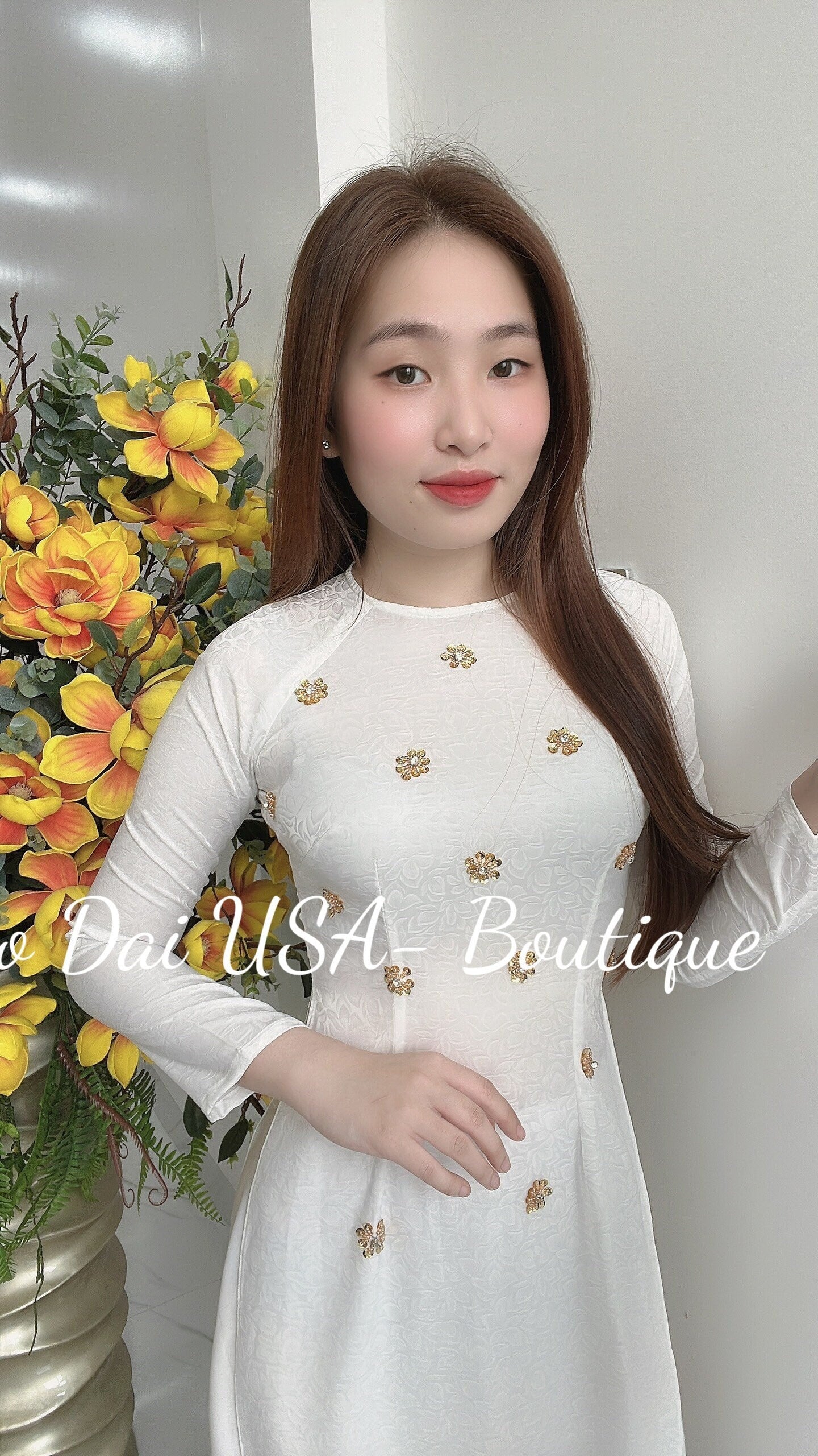 Top Only-Ao dai lua to tam Pha Le Design With Crystals-TT85
