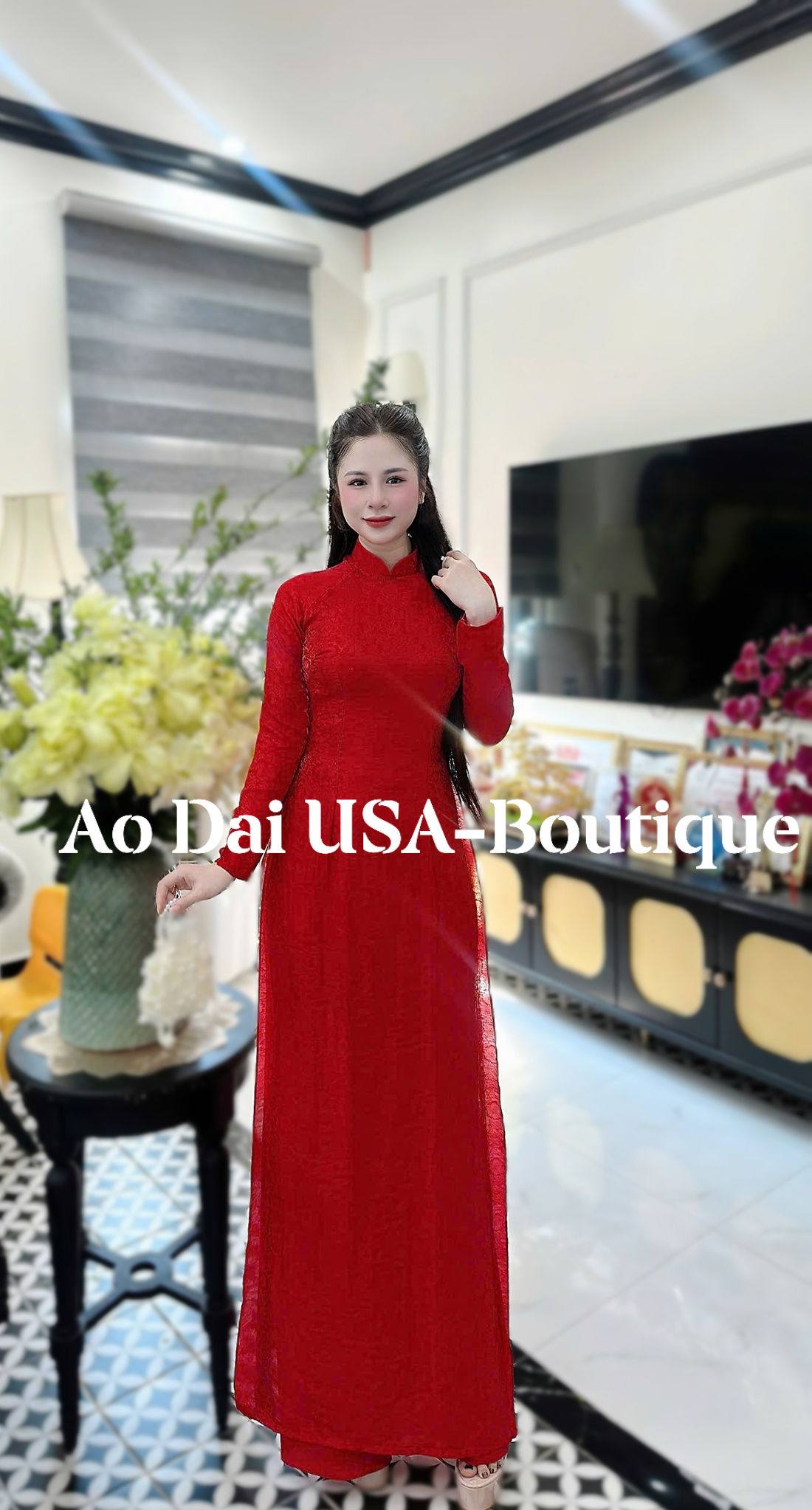 CAT TUONG Set Ao Dai Lua To Tam /TT61