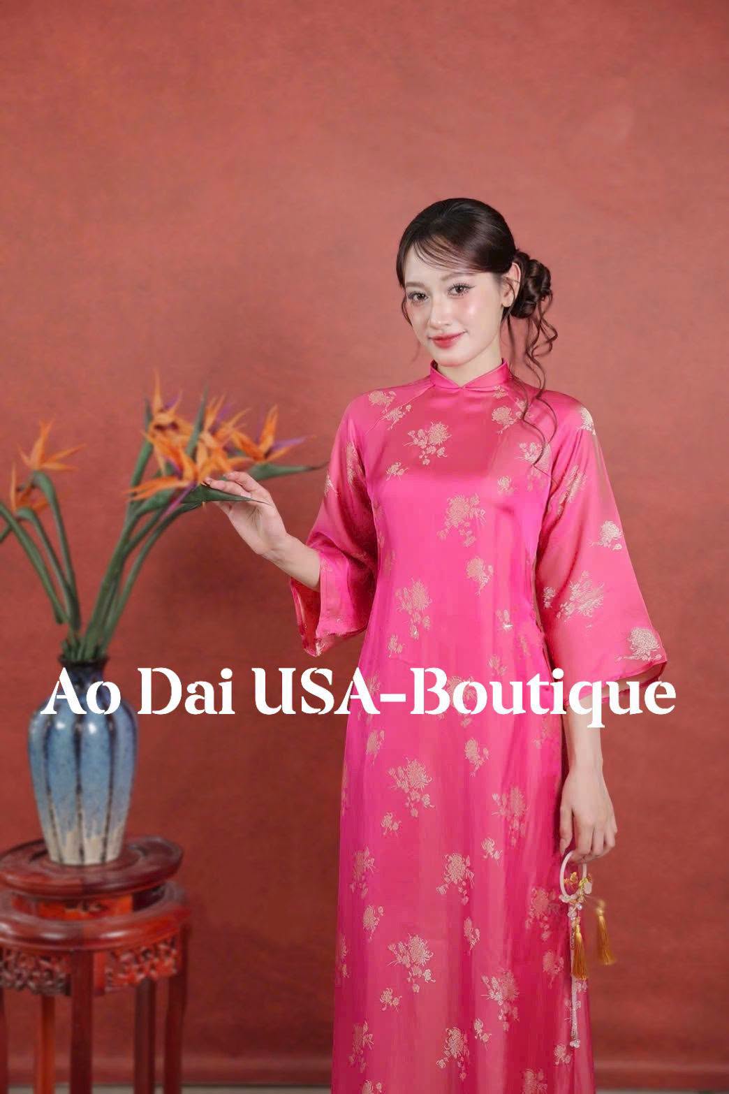 Set Ao Dai Gam Ha Nam/pants included/TT77