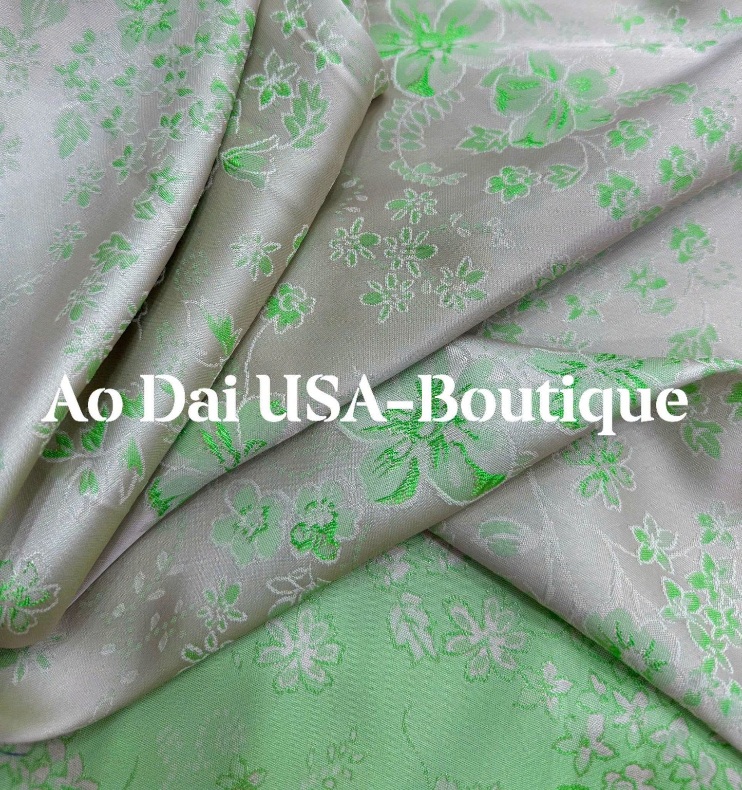 THIEN LY Pastel Green Floral Ao Dai for Women with Shimmering Metallic green Pants/Traditional Vietnamese Dress / B274