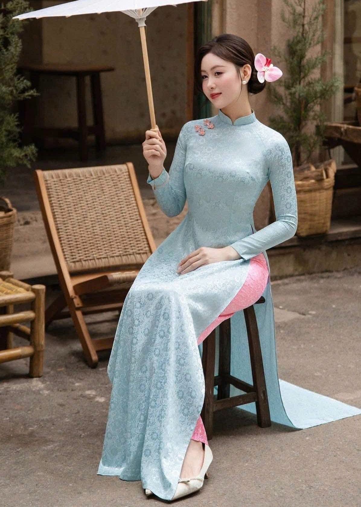 TINH HOA Set Ao Dai Gam Tra Mi/ TT293