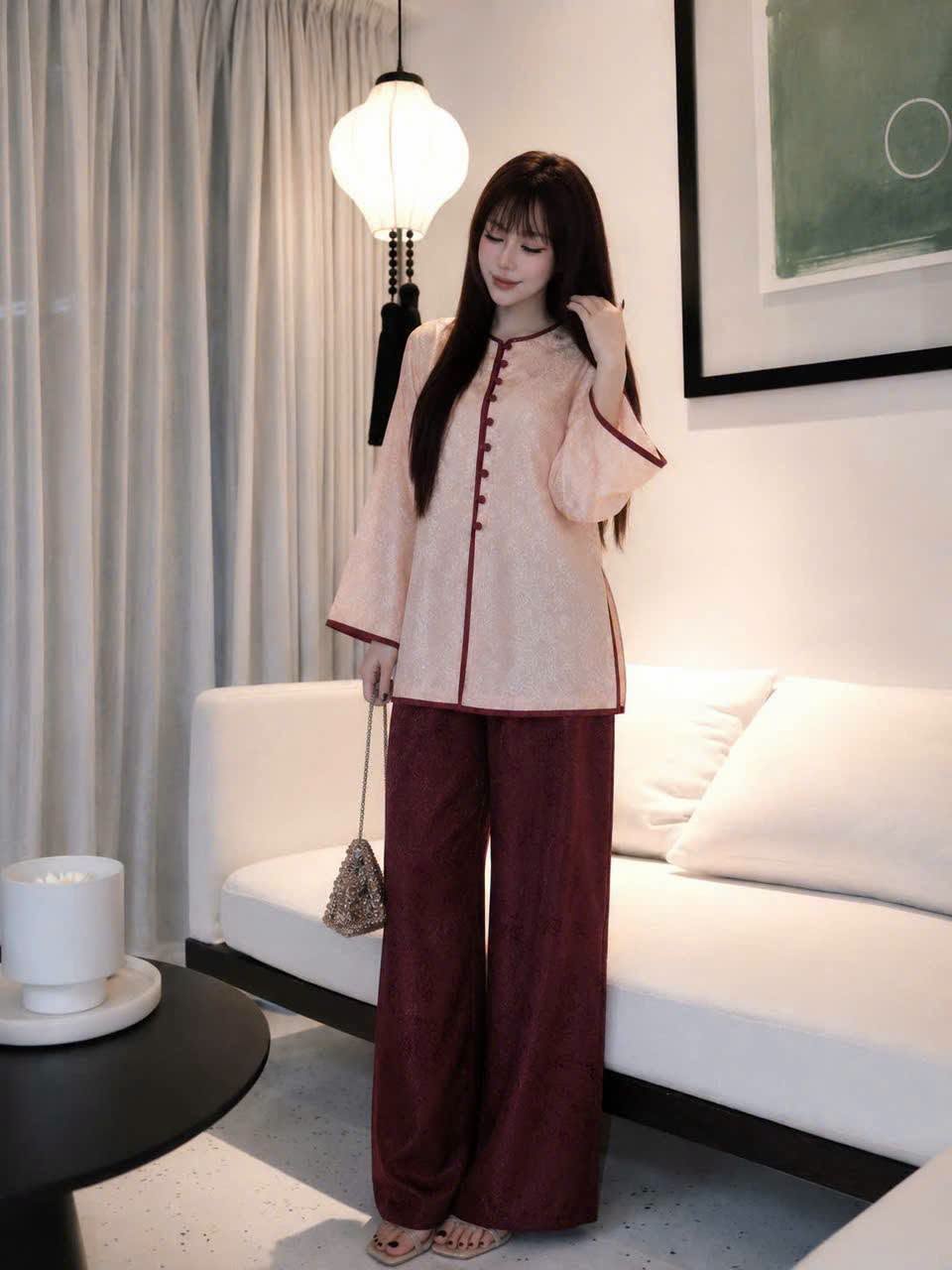 Ao Ba Ba Set: Modern Vietnamese Phap Phuc with Pants B273