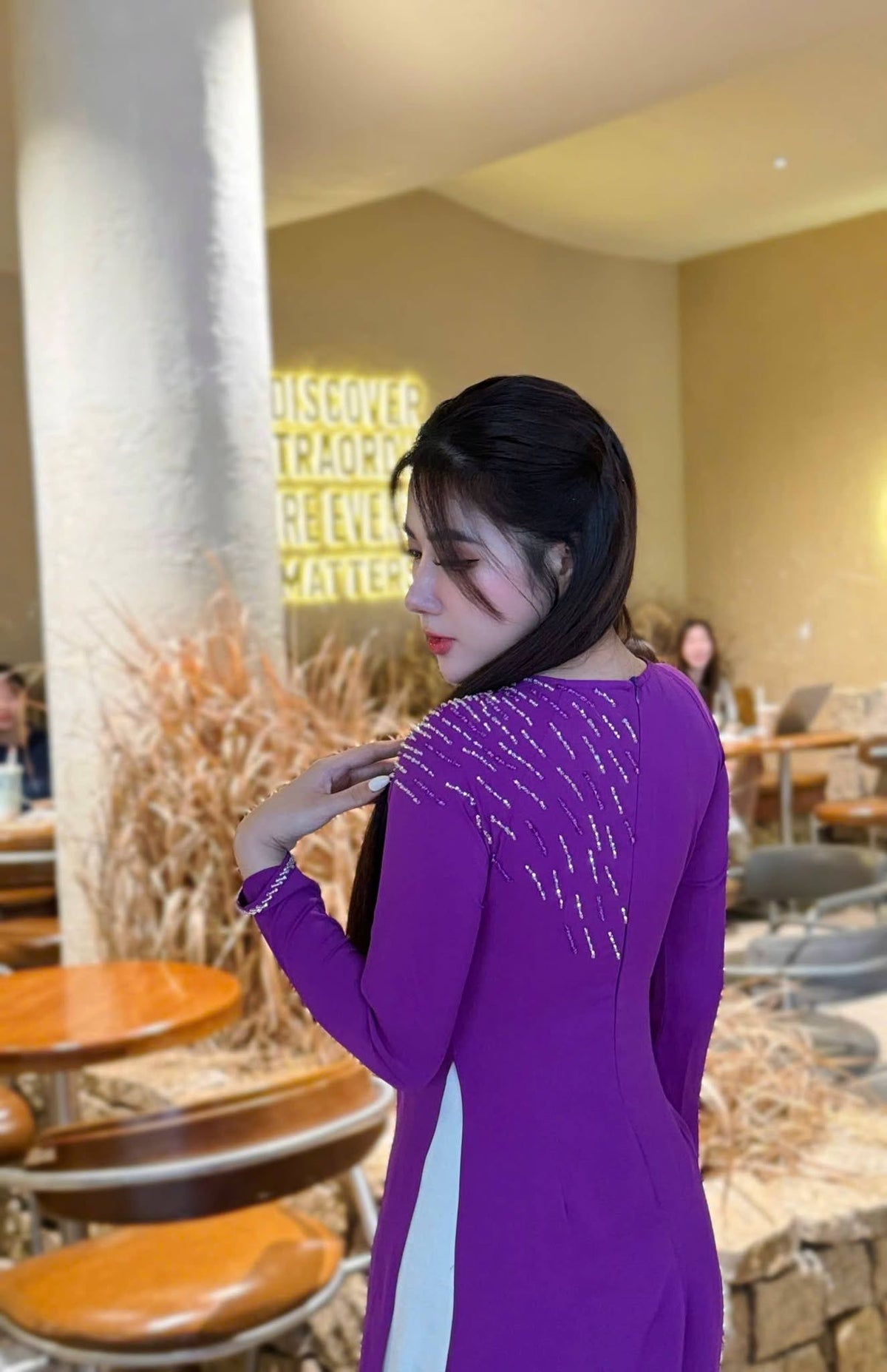 Luxury Purple Ao Dai Design, Thai Tuan Silk Vietnamese Dress,TT94