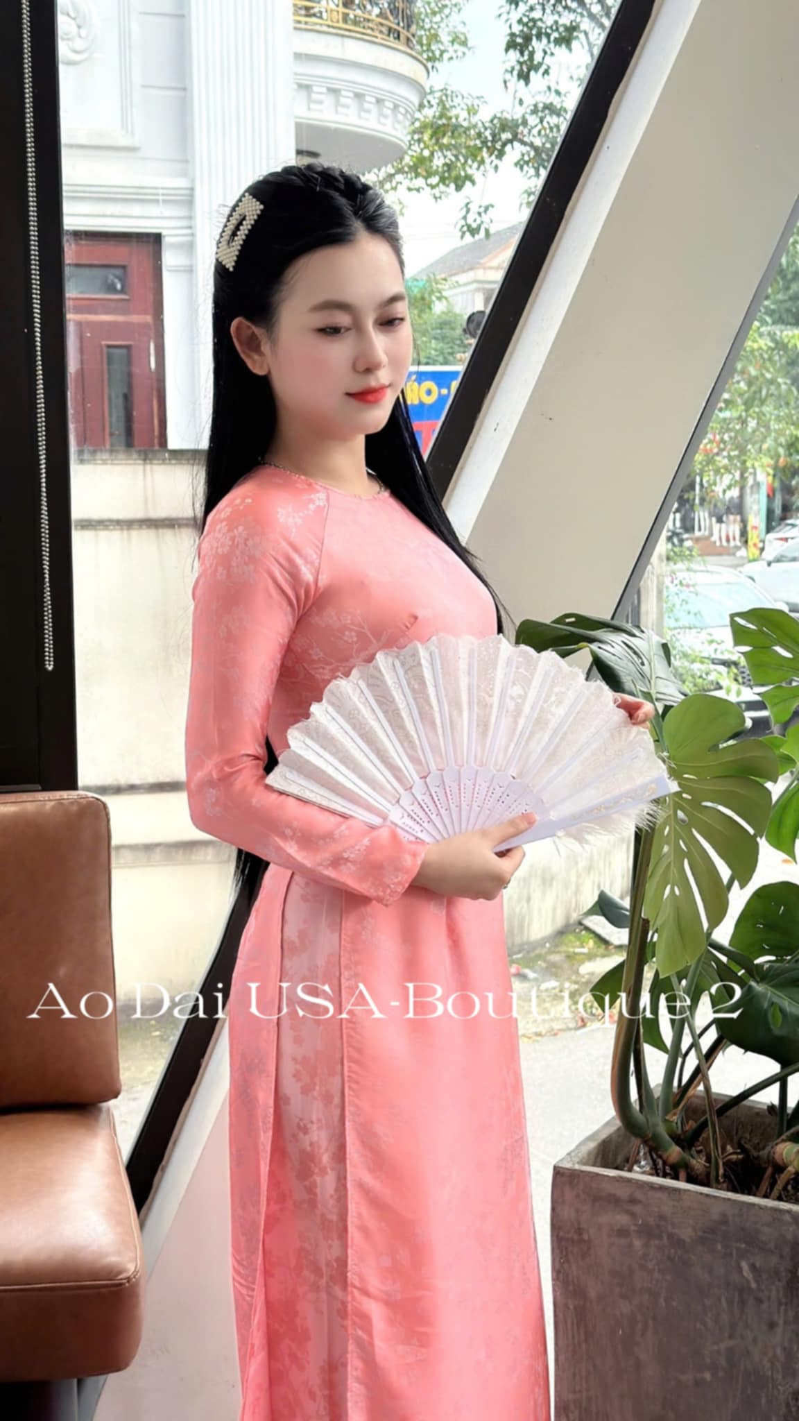 Ao Dai Tơ Tam Van Nam Luxury Pink And Sliver Color - TT 84