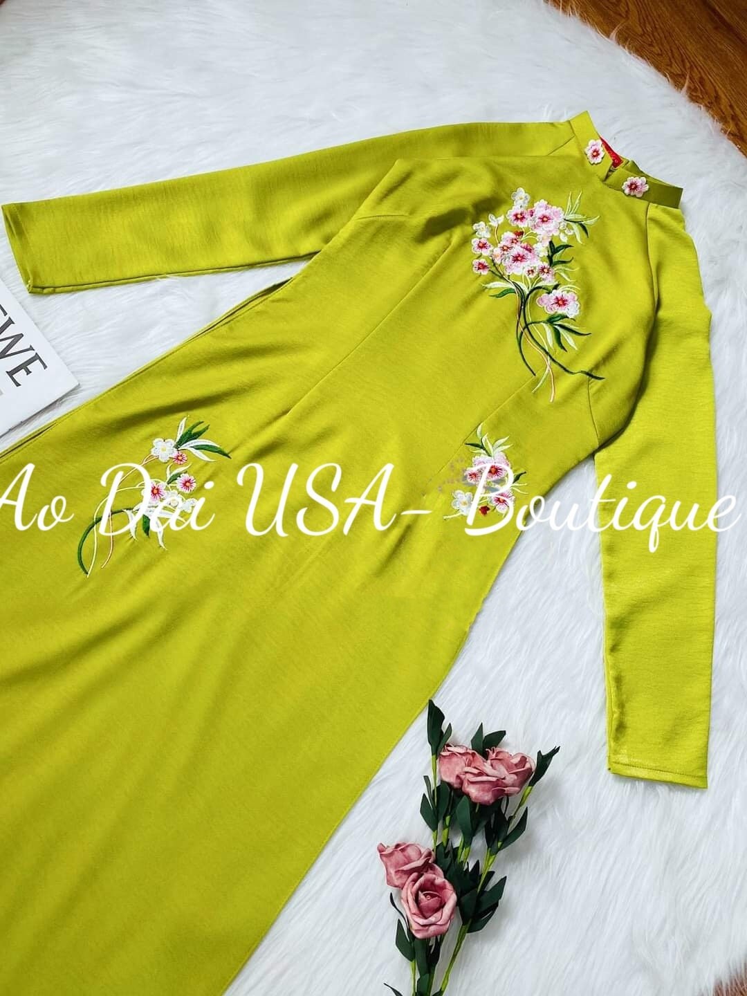 Lua Tay Thi Embroidery flowers -no pants included-B226