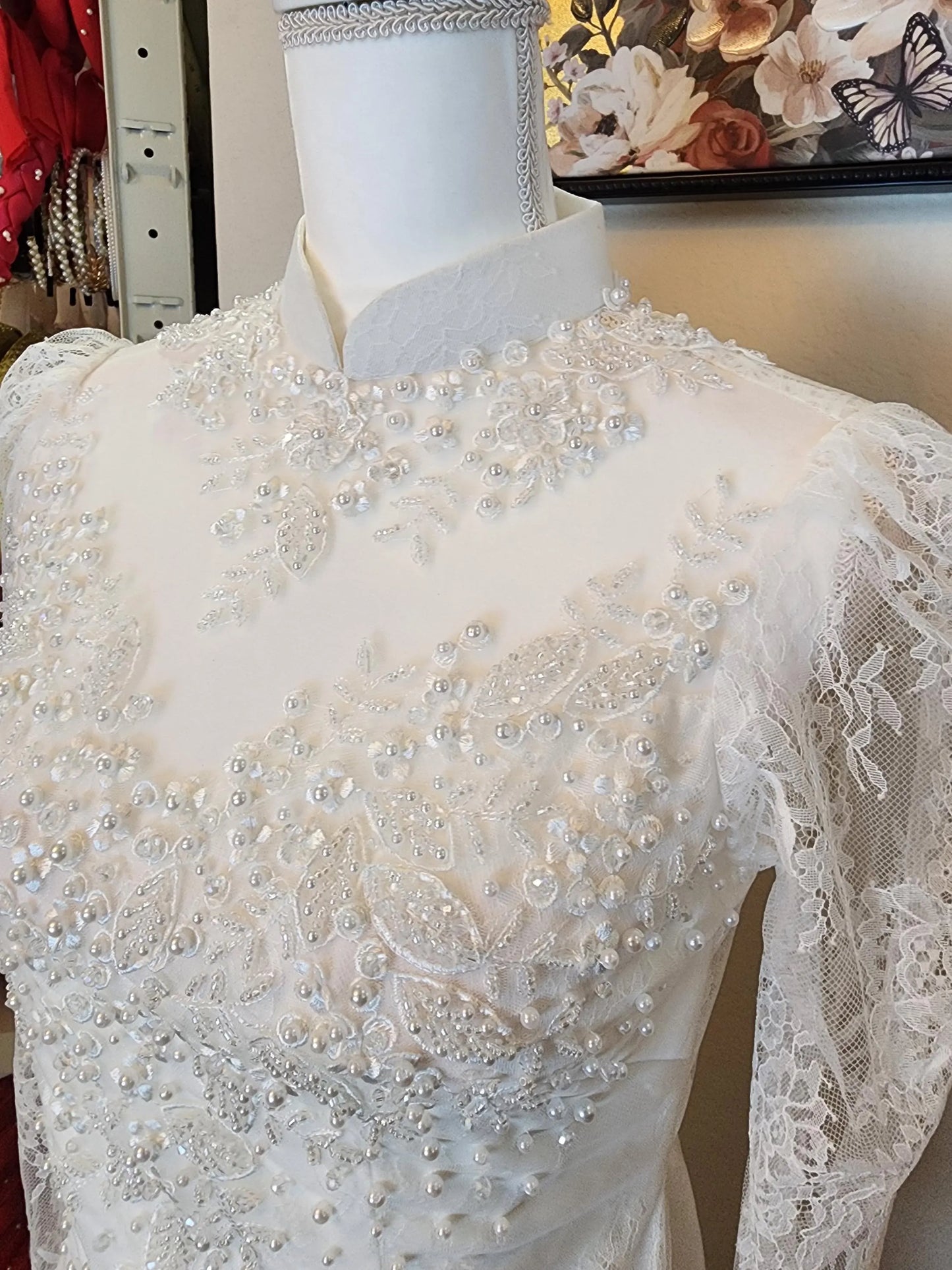 Crystal Chiffon Ao Dai Dress: Triple Layer Wedding Gown W169