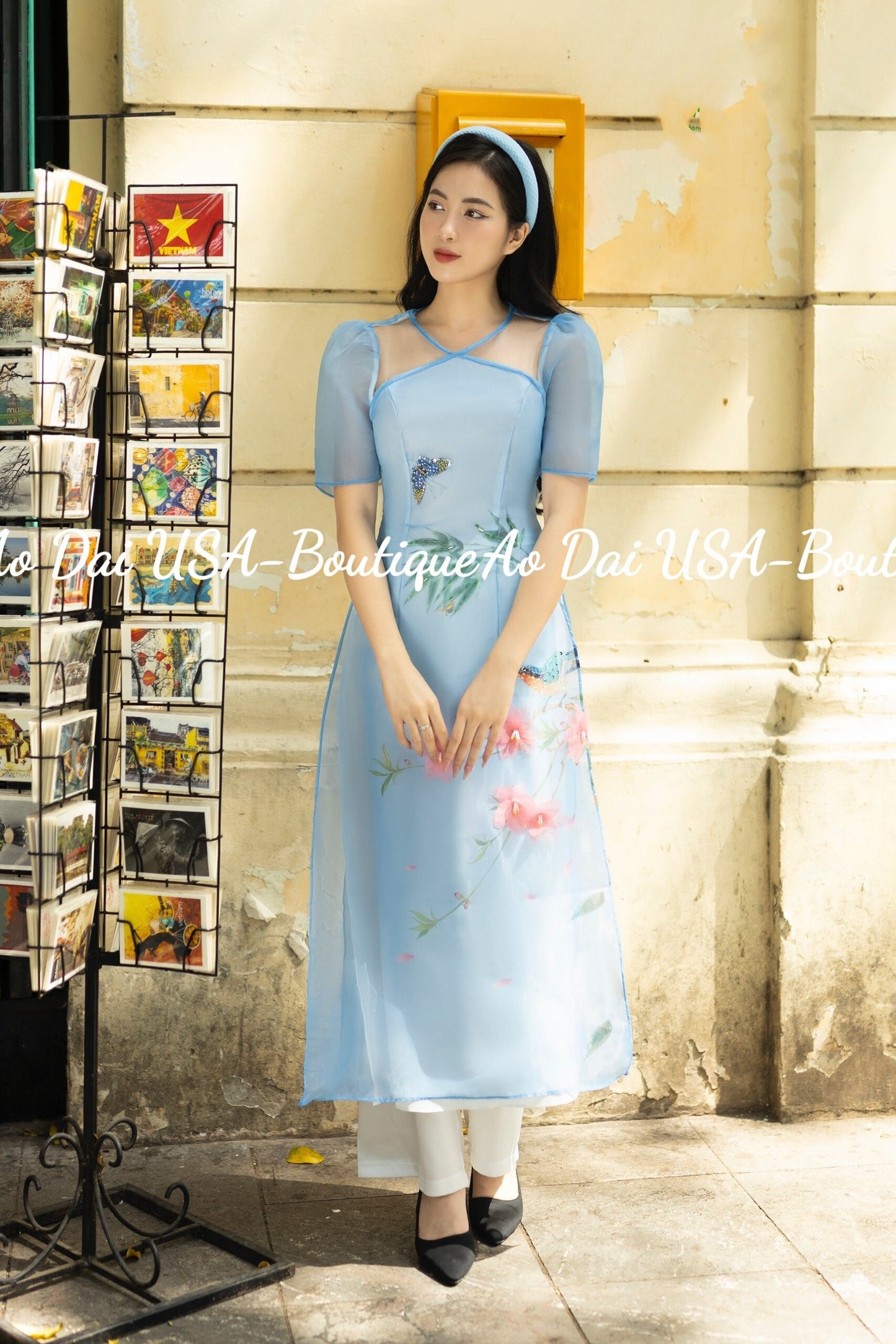 Set Ao Dai Mẹ và be Gai matching - Pants included B283