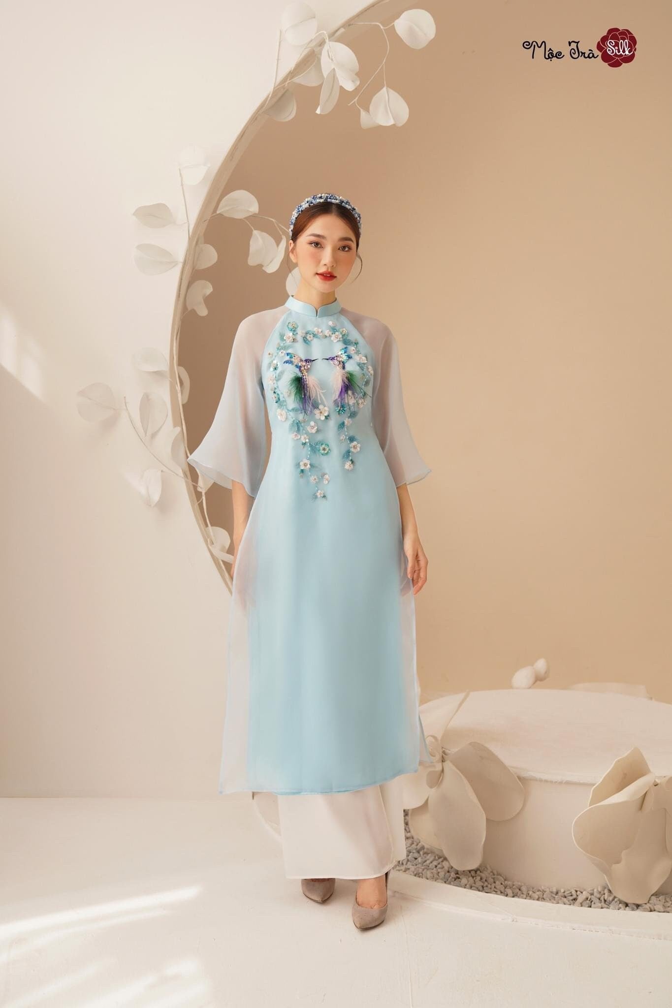 Set Áo Dai Mẹ và be Gai/ Ao Dai Cach Tan matching mom and girls/Matching mom & baby girl Ao dai set| Pants included| Ao dai for baby girl.