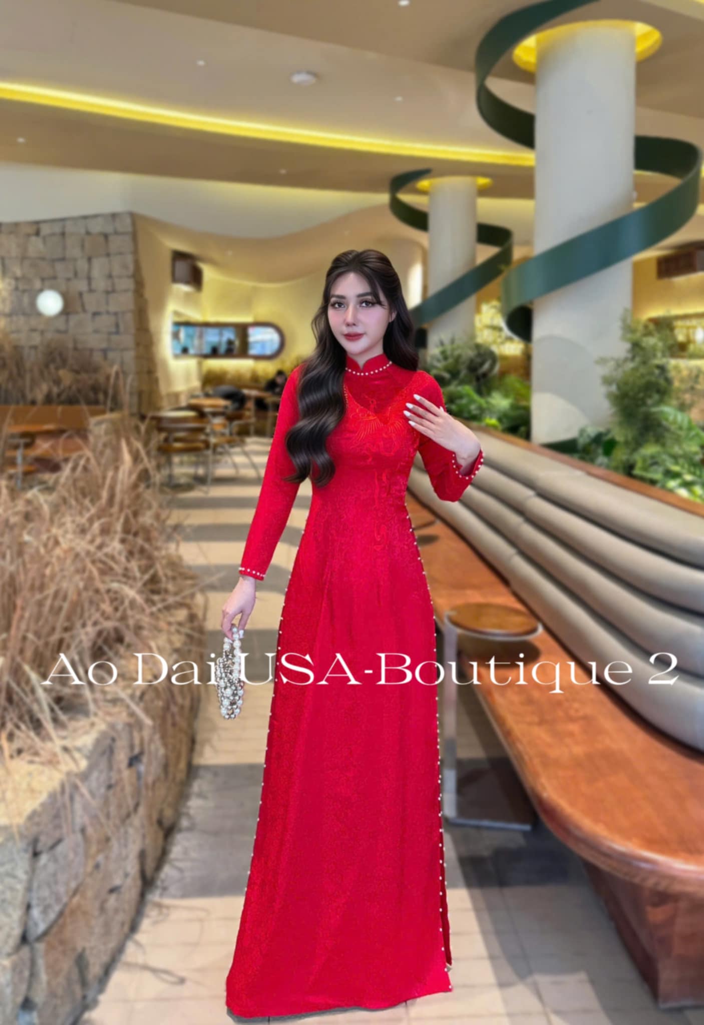 Set Ao Dai Wedding Red Color W188
