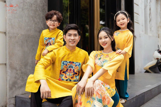 Family Printed Yellow Ao Dai Set B280/122