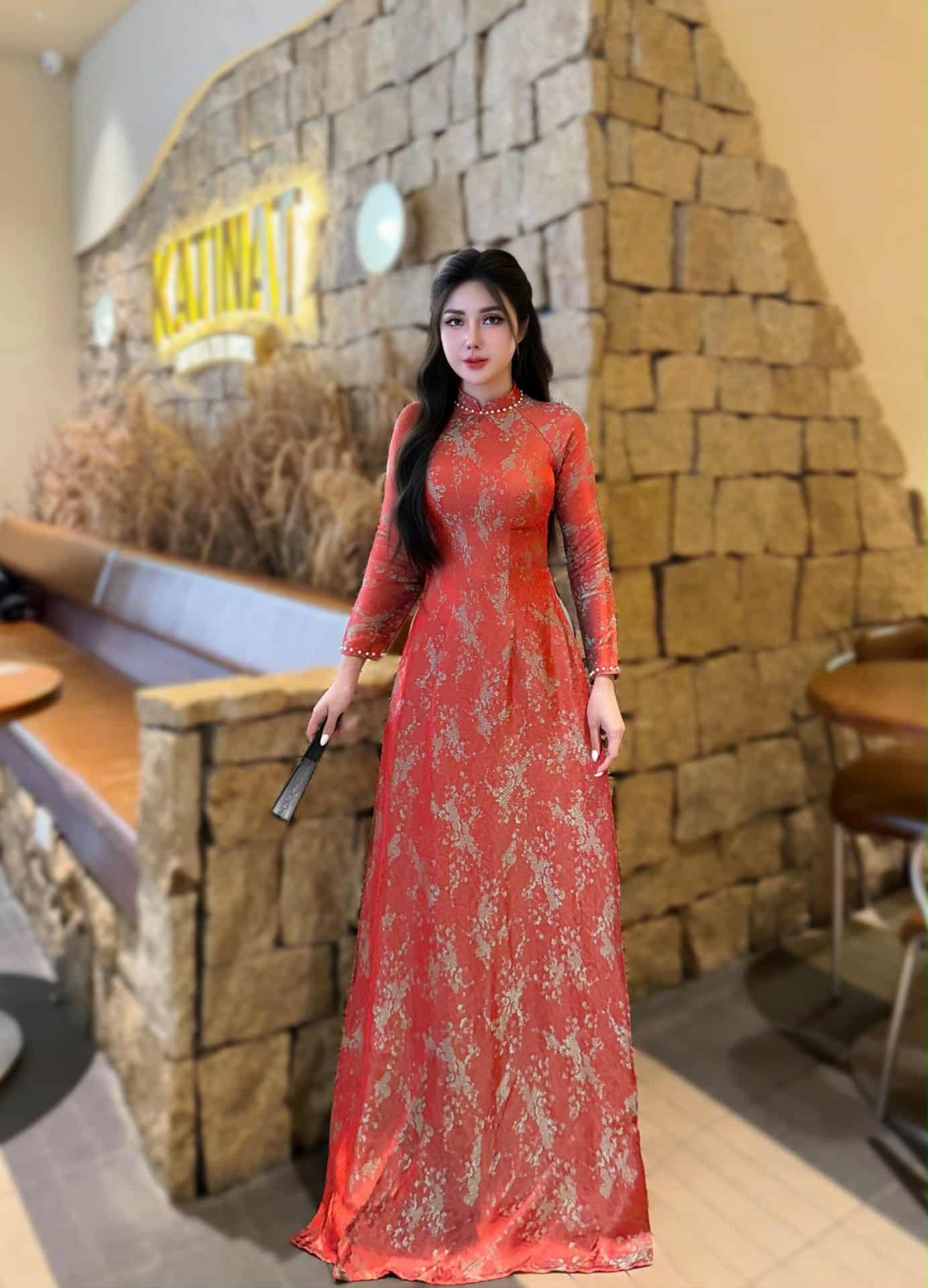 XUAN MAI Tơ Tam Luxury Material/ Traditional dresses Vietnamese/Blue Pants included/TT77