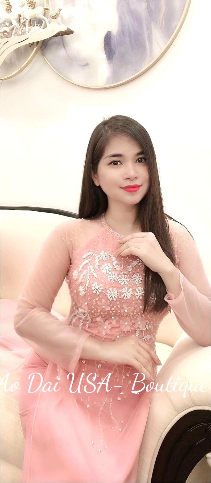 Design Ao Dai triple Layers Set with lace and silk