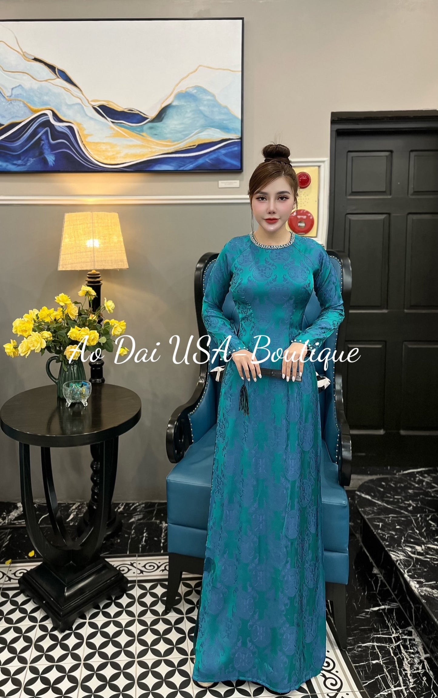 Set Ao Dai lụa Tơ tằm Tho Dơi Thái Tuấn- Pants included-TT86