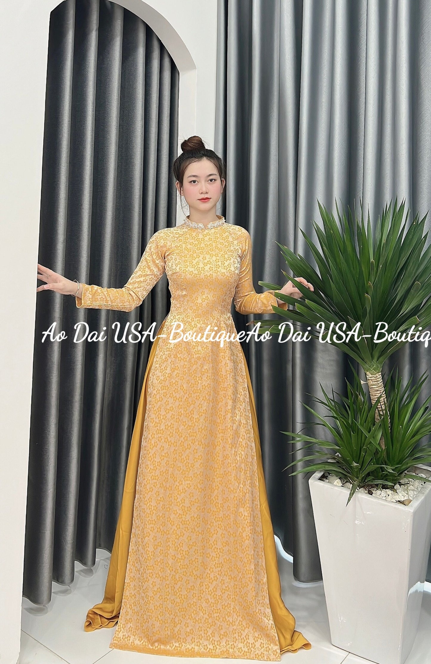 Only Áo-Lua to tam thai tuan silk design yellow color- TT102