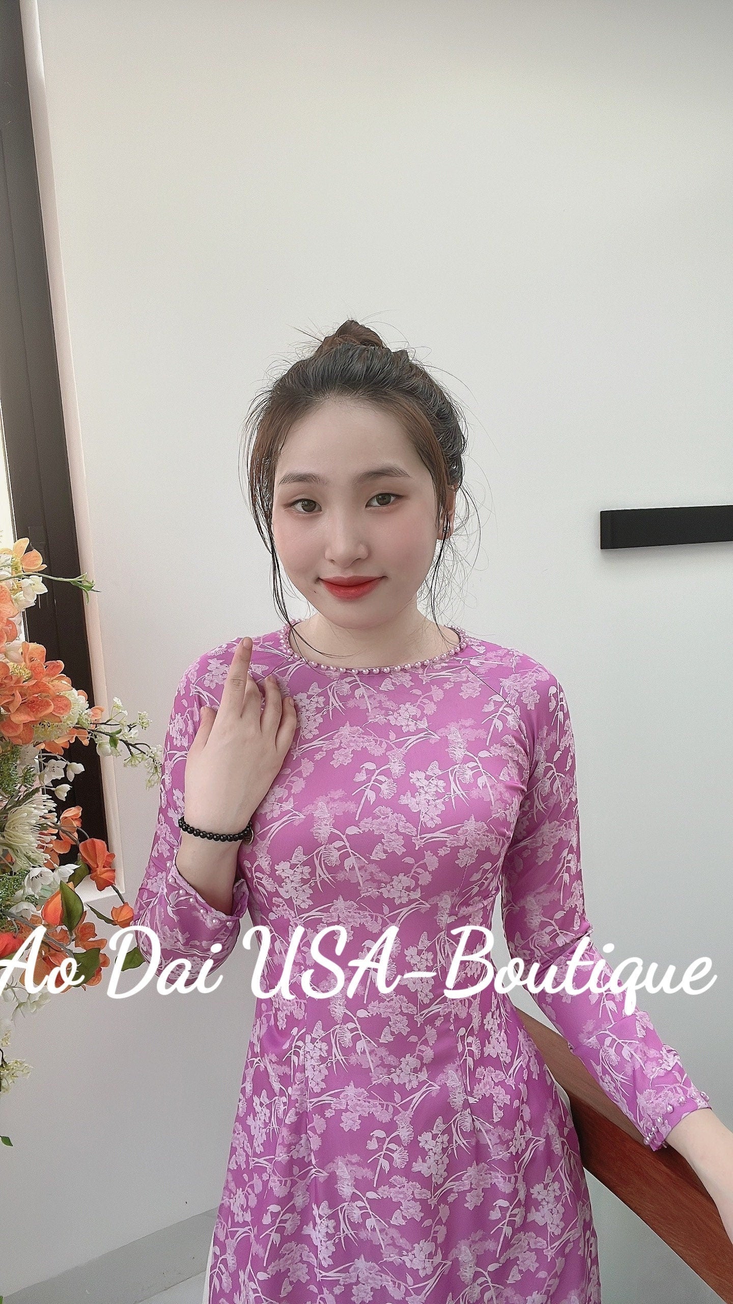 Top Only-Ao dai To Tam Thai Tuan Purple Color-TT97