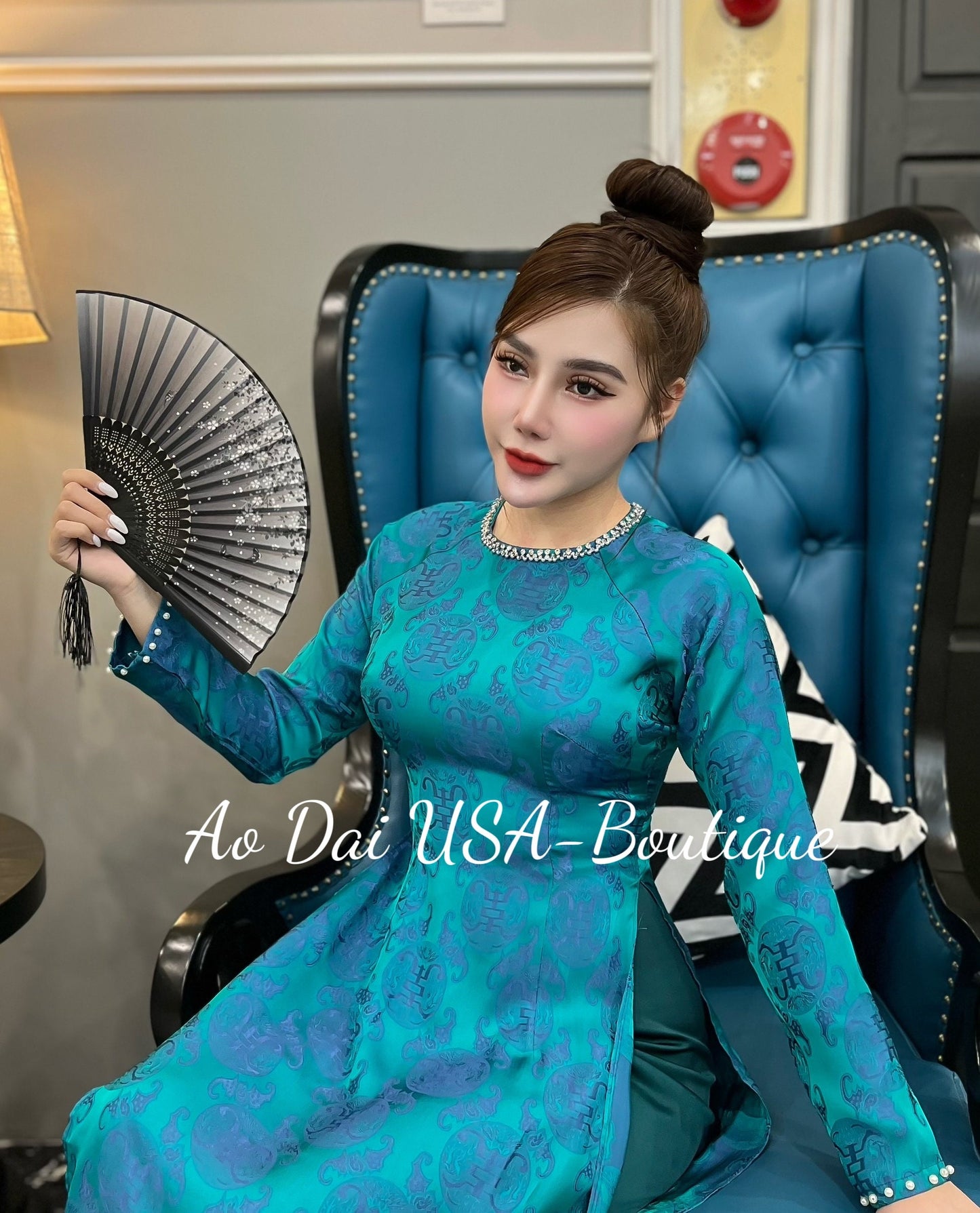 Set Ao Dai lụa Tơ tằm Tho Dơi Thái Tuấn- Pants included-TT86