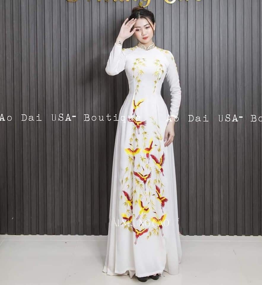 Only áo-White color Ao dai Chiffon double layers-DS17