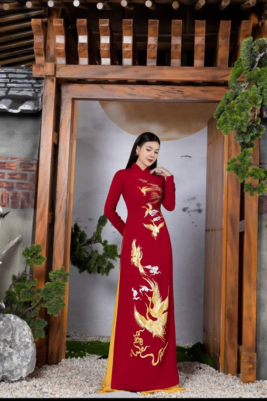 Ao Dai Lua Tây Thi  Embroidered -No Pants