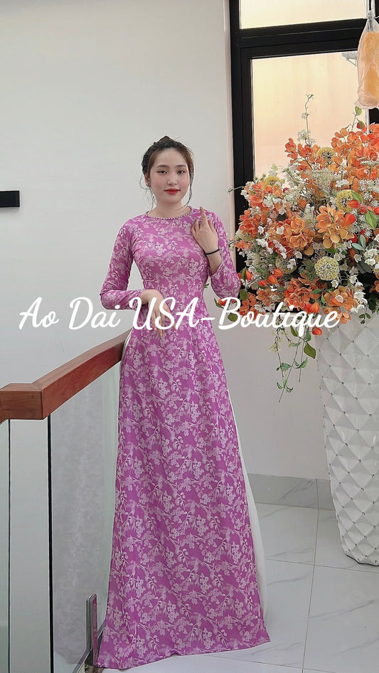 Top Only-Ao dai To Tam Thai Tuan Purple Color-TT97