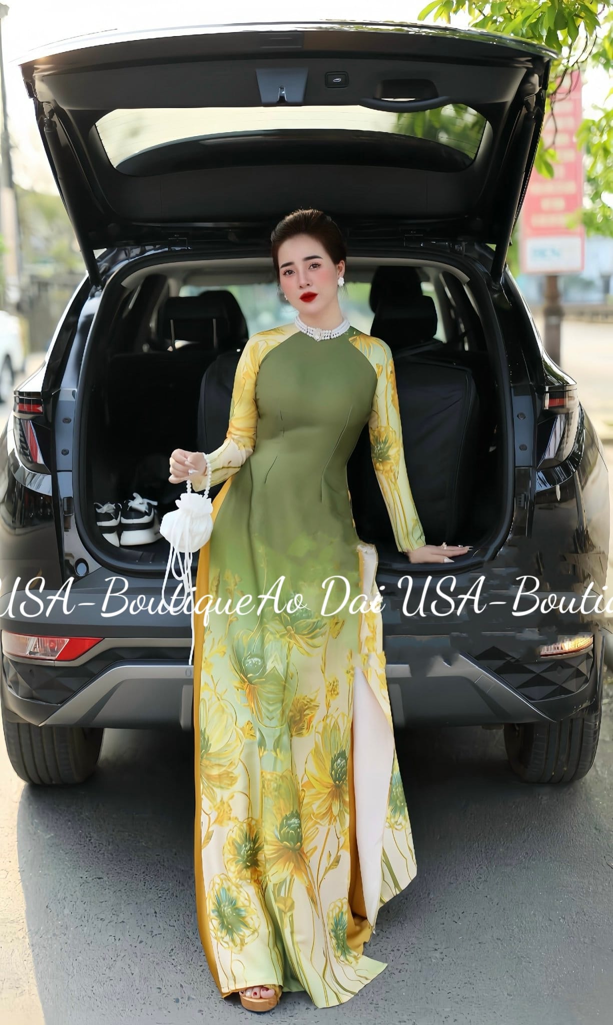 Set Lua Thai Tuan In Flower modernized Ao Dai- TT100